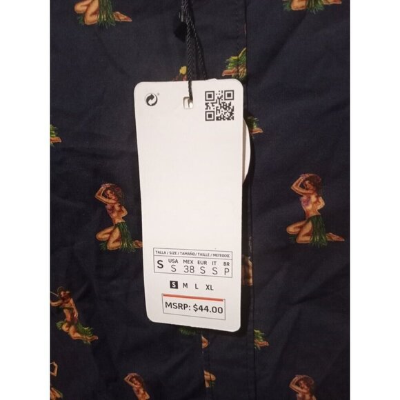 New Men's Zip Code Ricky Singh Short Sleeve Blue Button Up Shirt Small S All Ove - Picture 4 of 11